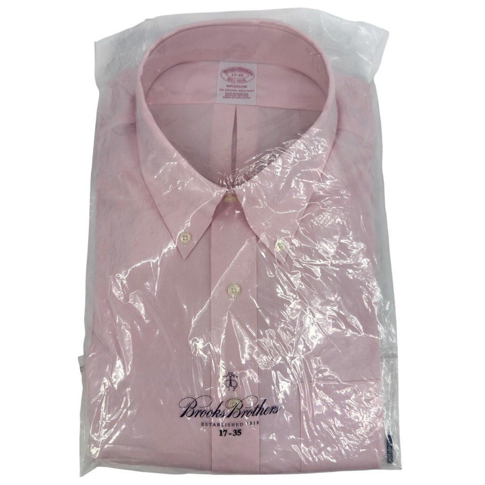 NWT Brooks Brothers Dress Shirt 17-35 Pink Madison Fit Supima Cotton Long Sleeve